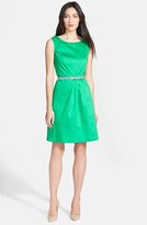 Thumbnail for your product : Ellen Tracy Sleeveless Origami Pleat Stretch Cotton Fit & Flare Dress