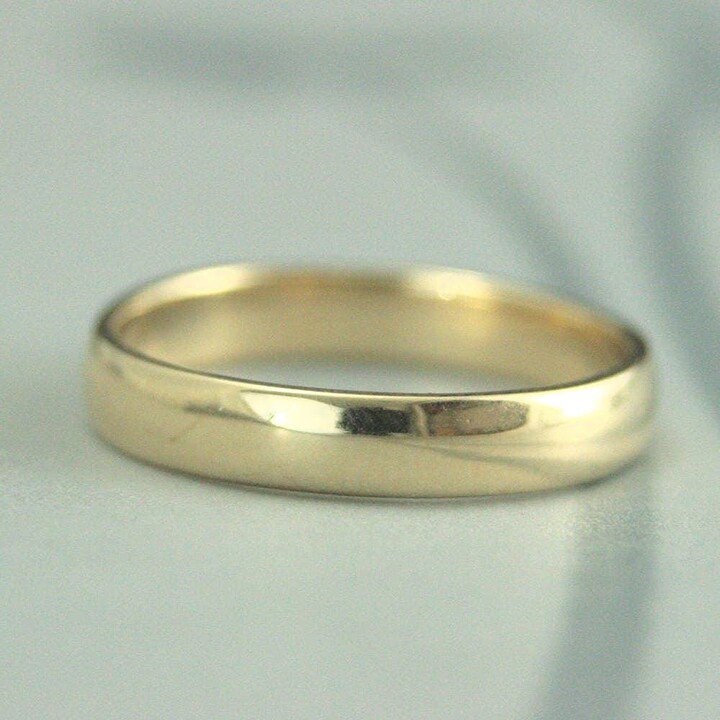 Etsy Traditional Wedding Ring~14K Gold Band~Plain Jane 4mm By 1.5mm~Men's Band~Women's Ring~Rounded Ring~Half Round Band