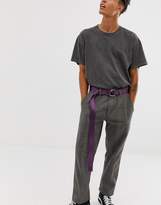 Thumbnail for your product : ASOS Design DESIGN slim webbing long ended belt in lilac and d-ring
