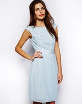 Thumbnail for your product : Ted Baker Pleated Short Dress with Lace Detail