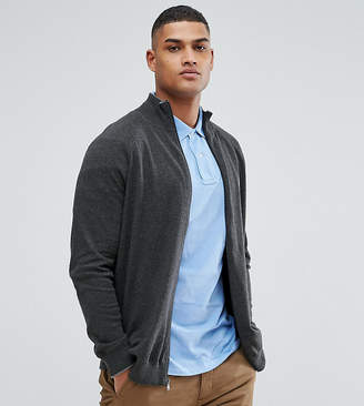 Polo Ralph Lauren Big & Tall Zip Through Sweater In Grey