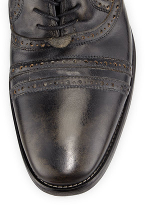 John Varvatos Brogue Leather Lace-Up Boot, Black