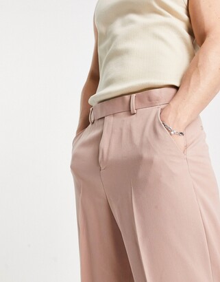 ASOS DESIGN wide leg smart trousers in pink