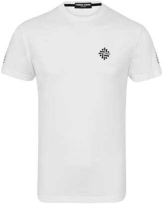 CARBON CROWN - Minimalistic Logo & Crosses Combo White T-Shirt