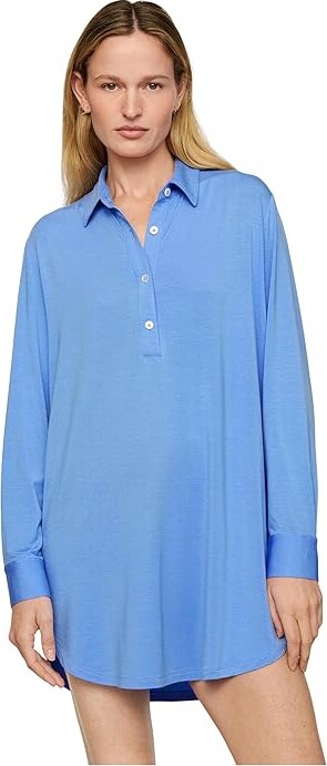 Eberjey Gisele - The Boyfriend Sleepshirt Women's Pajama Cornflower Blue : LG, Modal/Spandex/Tencel