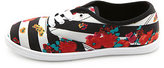 Thumbnail for your product : Charlotte Russe Twisted Lace-Up Striped Floral Print Sneakers