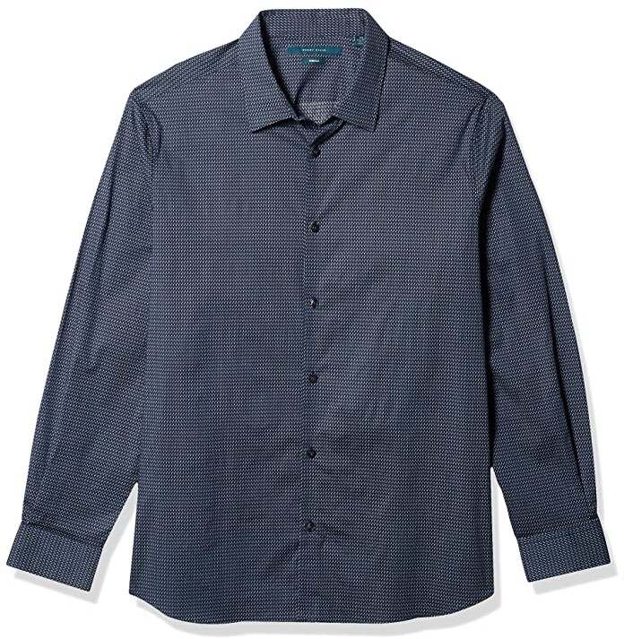 Perry Ellis Men's Color Dash Print Long Sleeve ButtonDown Stretch Shirt with Collar Stays