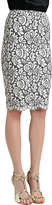 Thumbnail for your product : St. John Graphic Lace Pencil Skirt with Scalloped Hem and Back Slit