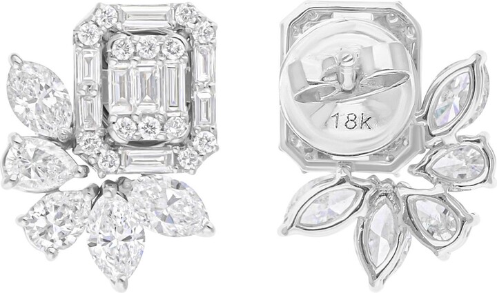 Spectrum Jewels Natural 2.15 Carat Si/h Baguette Diamond Earrings 14 Karat White Gold Jewelry