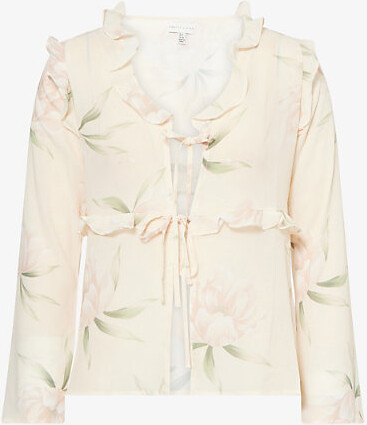 Pretty Lavish Womens Cream Leoni Ruffled Woven Top 10