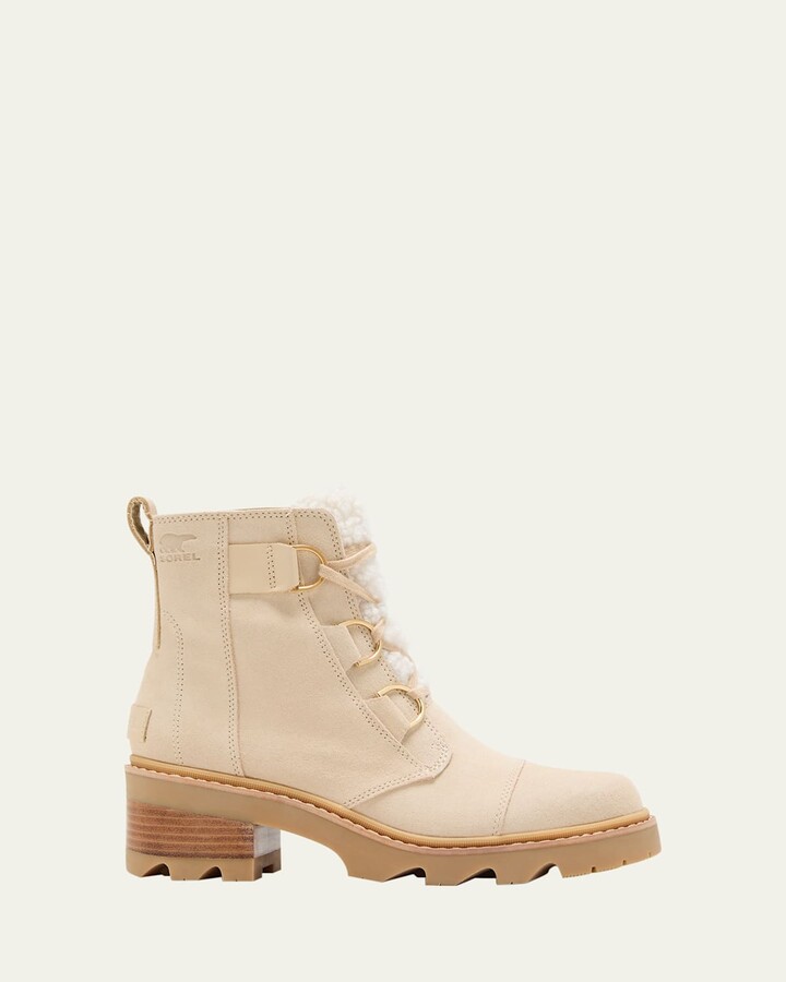 Sorel Joan Suede Faux Fur Lace-Up Boots