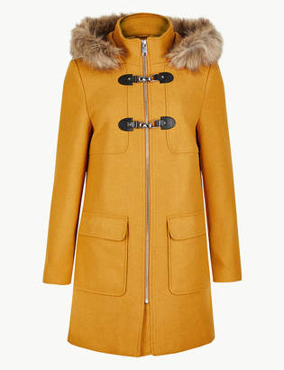M&S Collection PETITE Faux Fur Duffle Coat