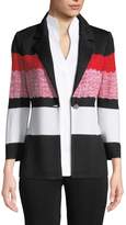 Thumbnail for your product : Misook Plus Size Block-Striped One-Button Jacket