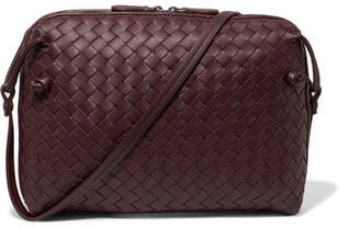 Bottega Veneta Nodini Small Intrecciato Leather Shoulder Bag - Burgundy