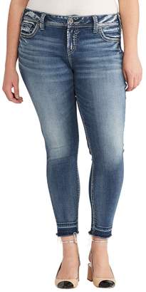 Silver Jeans Co. Women's Plus Size Elyse Eased Curve Mid Ankle Skinny Light Jean
