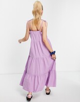 Thumbnail for your product : Pieces poplin tiered maxi dress in lilac
