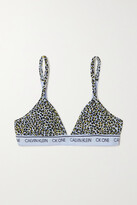 Thumbnail for your product : Calvin Klein Underwear Ck One Leopard-print Cotton-blend Soft-cup Triangle Bra - Animal print