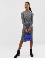 Thumbnail for your product : Miss Selfridge bodycon dress with knot tie in gray