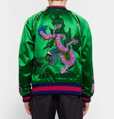Thumbnail for your product : Gucci AppliquÃ©d Silk-Satin Bomber Jacket