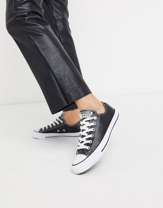 Converse Chuck Taylor All Star Ox leather sneakers in black - ShopStyle