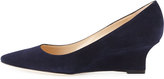 Thumbnail for your product : Manolo Blahnik Tittowed Suede Wedge Pump, Navy