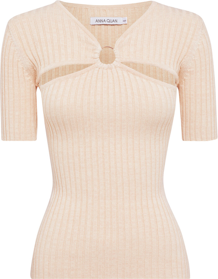 ANNA QUAN Ary Cutout Ribbed-Knit Cotton Top - ShopStyle