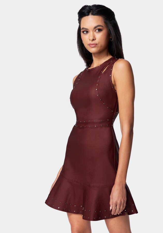 Bebe Stud Detail Coated Denim Dress ShopStyle