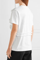 Thumbnail for your product : Cédric Charlier Ruffle-trimmed Cotton-jersey T-shirt - White