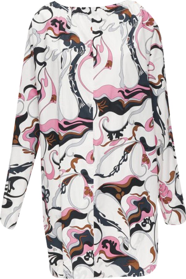 Swirl Floral Cotton Boat Neck Long Sleeve Dress
