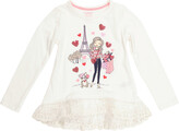 Thumbnail for your product : Isaac Mizrahi Girls Graphic Lace Hem Top