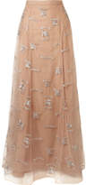 Thumbnail for your product : Burberry Sybilla Embroidered Tulle Maxi Skirt - Blush