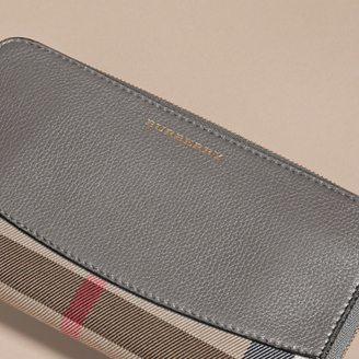 Burberry House Check and Leather Ziparound Wallet