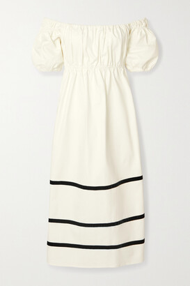 ÀCHEVAL PAMPA Antonia Off-the-shoulder Striped Cotton-blend Twill Midi Dress