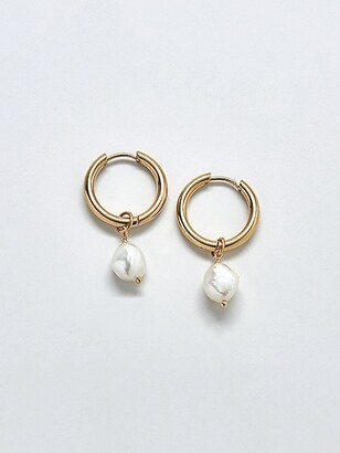 Gap Gold Single Pearl Huggie Earrings