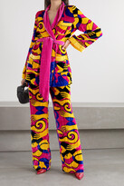 Thumbnail for your product : SLEEPING WITH JACQUES + Net Sustain Bon Vivant Belted Printed Velvet Robe - Yellow