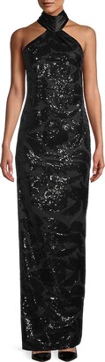 Katie May Sidrit Sequined Halter Gown