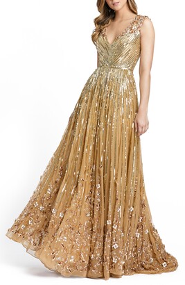 Mac Duggal Sequin Embellished A-Line Gown