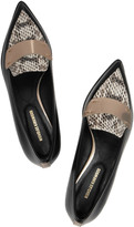 Thumbnail for your product : Nicholas Kirkwood Leather and elaphe point-toe flats