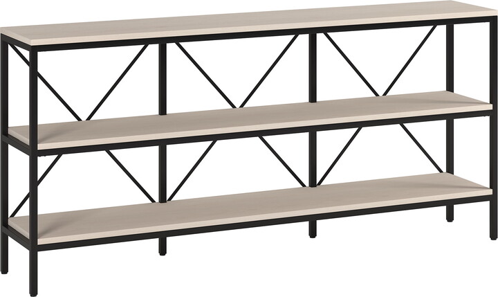 Evelyn&Zoe Modern Farmhouse 64" Wide Blackened Bronze/Alder White Console Table