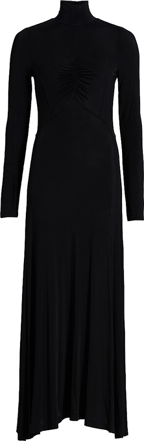 Ulla Johnson Women's Koa Jersey Ruched Turtleneck Maxi Dress - Noir - Size XS