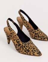 Thumbnail for your product : ASOS DESIGN Stormie slingback mid heels in leopard