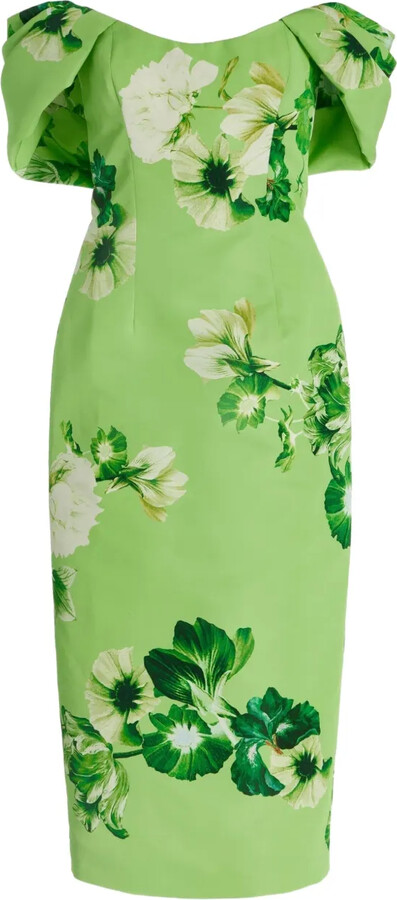 Monique Lhuillier Floral-Print Midi Dress