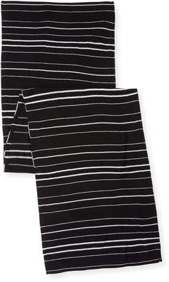 Eileen Fisher Merino Jersey Striped Scarf, Black/Dark Pearl