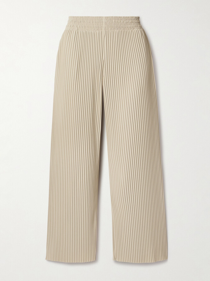 Max Mara - Leisure Rolanda Cropped Plissé-crepe Wide-leg Pants - Neutrals