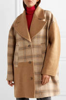 Thumbnail for your product : MM6 MAISON MARGIELA Oversized Patchwork Checked Wool Coat - Camel