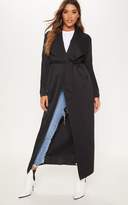 Thumbnail for your product : PrettyLittleThing Black Long Scuba Waterfall Coat