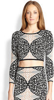 Thumbnail for your product : BCBGMAXAZRIA Maja Lace-Patterned Cropped Sweater