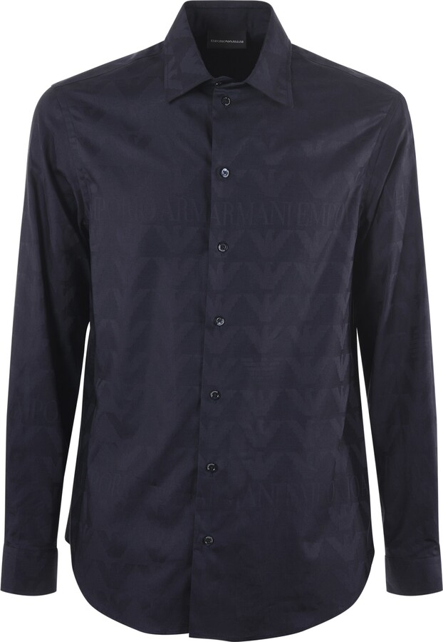 Emporio Armani Camicia In Cotone Jacquard Disponibile Store Scafati -  ShopStyle Long Sleeve Shirts