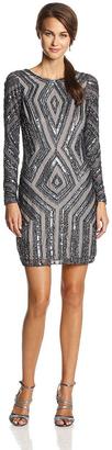 Adrianna Papell 41897390 Sequined Long Sleeves Sheath Cocktail Dress