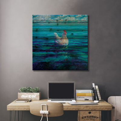 Rosalind Wheeler Didcot Chicken Of The Sea On Wood by Iris Scott Print